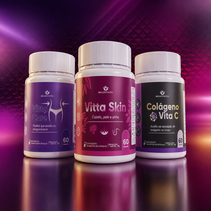 Kit Beleza: Vitta Skin + Colágeno Vita C + Vitta Core - Oz Suplementos