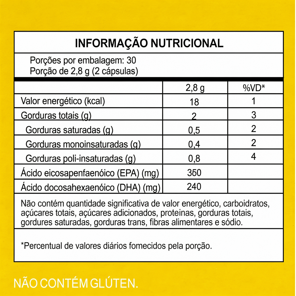Ômega 3 Suplemento de Ácidos Graxos Essenciais para Saúde Cardiovascular - Oz Suplementos - tabela nutricional