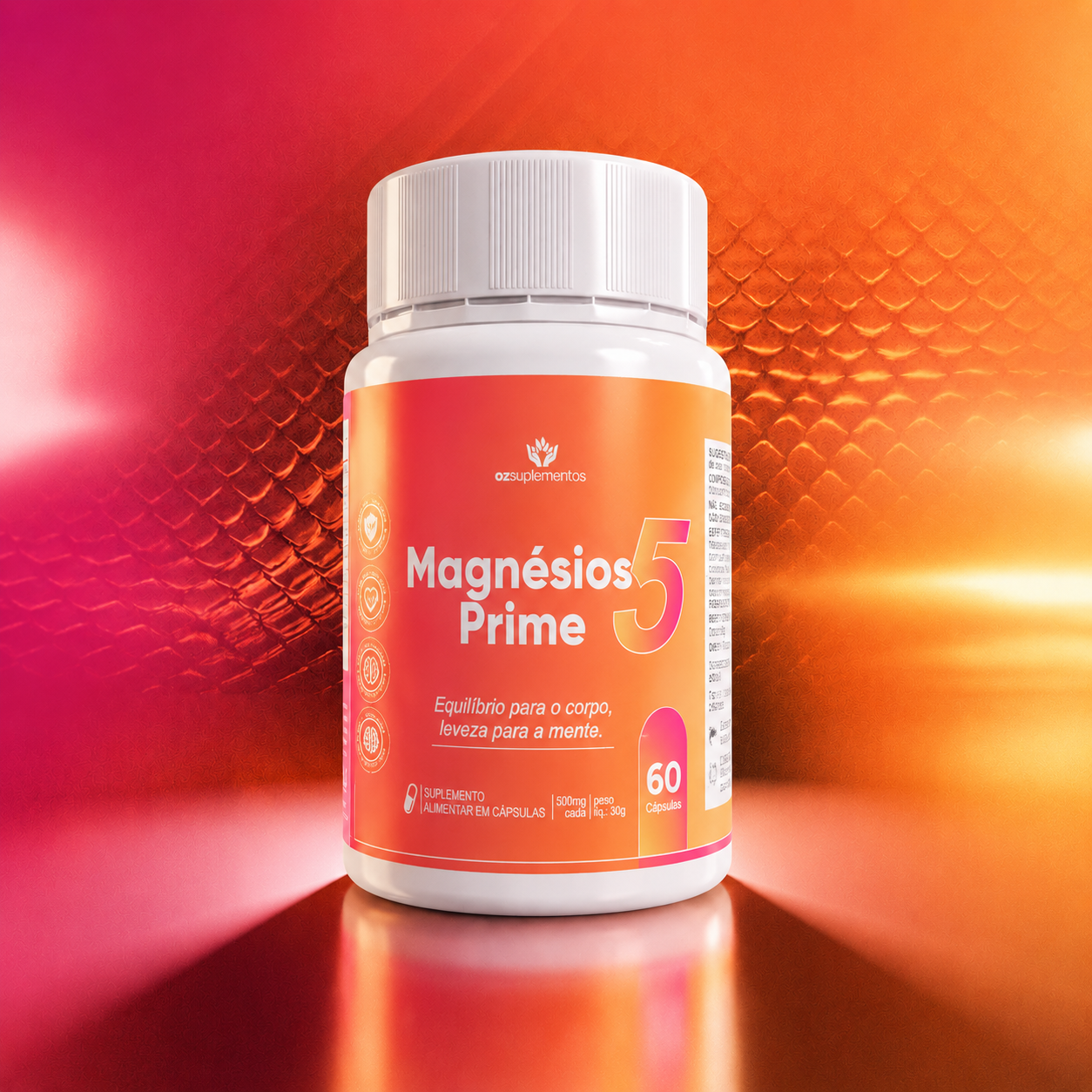 Magnésio Prime Suplemento Mineral em Cápsulas de Alta Absorção - Oz Suplementos
