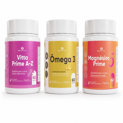 Kit Bem Estar com Ômega 3, Magnésio e Vitta Prime A-Z – Oz Suplementos